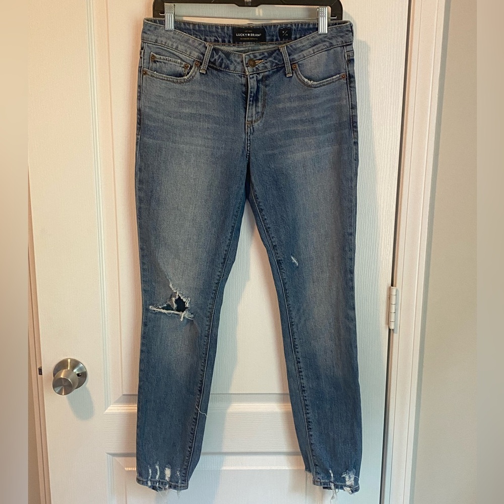 Lucky Brand Mid Rise Distressed Lolita Skinny Jeans‎